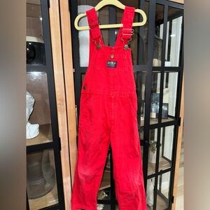 Vintage 1980s OshKosh B’Gosh toddler overalls cotton vestback paper tag red